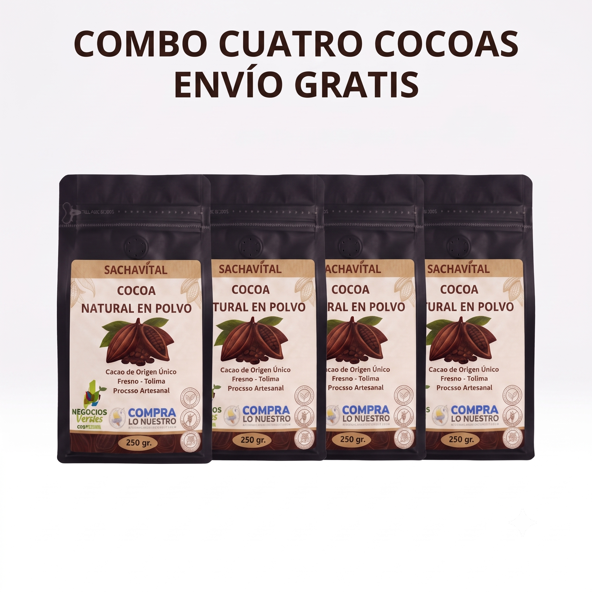Combo x4 Cocoa´s Natural En Polvo X250g